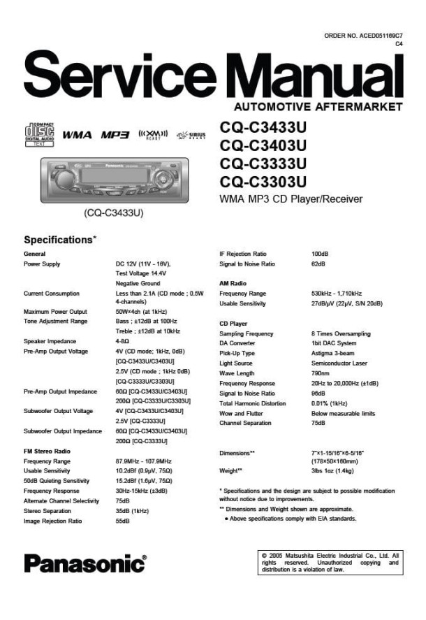 CQ-C3433U, CQ-C3403U, CQ-C3333U, CQ-C3303U